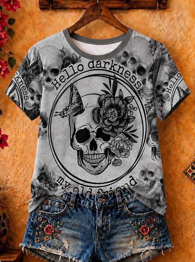 Skull With Sunflowers - Life Stories Cotton Tee