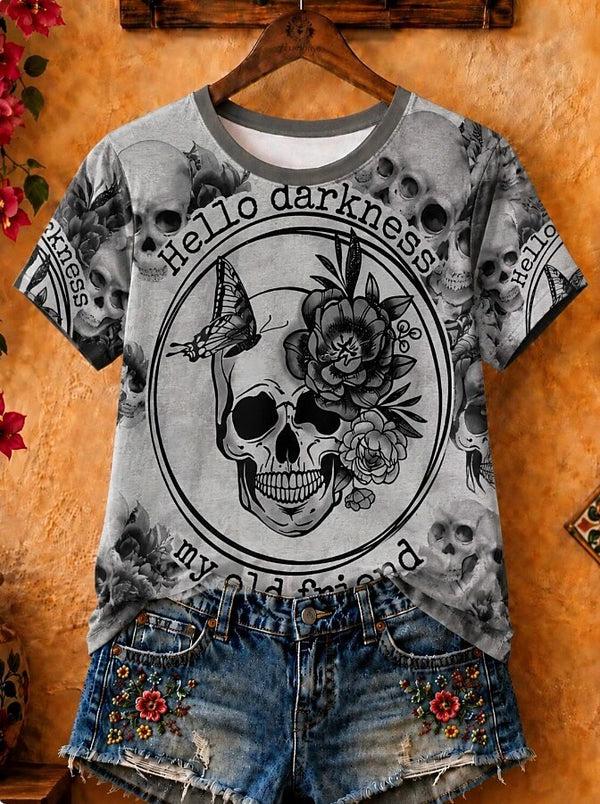 Skull With Sunflowers - Life Stories Cotton Tee
