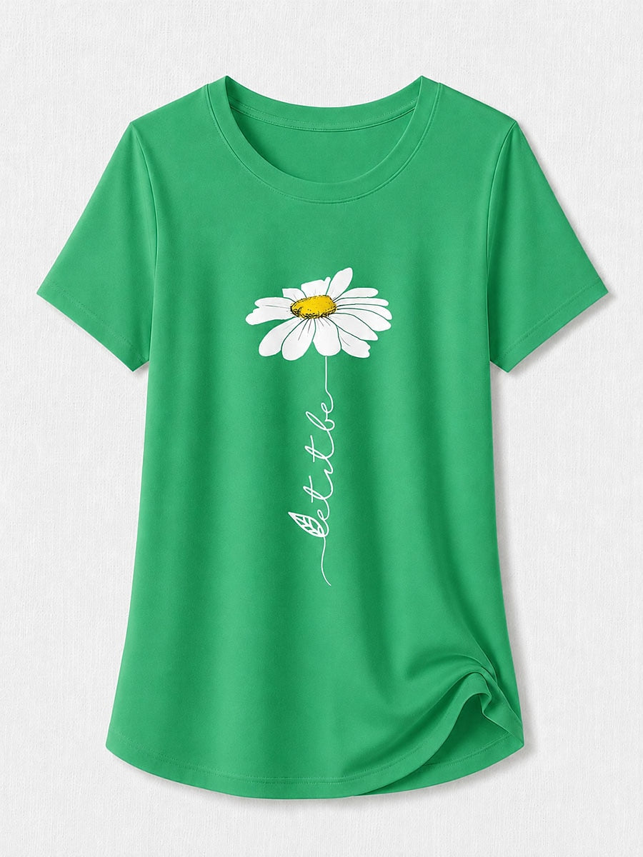 Rose Basic Summer Tee in Green with beige