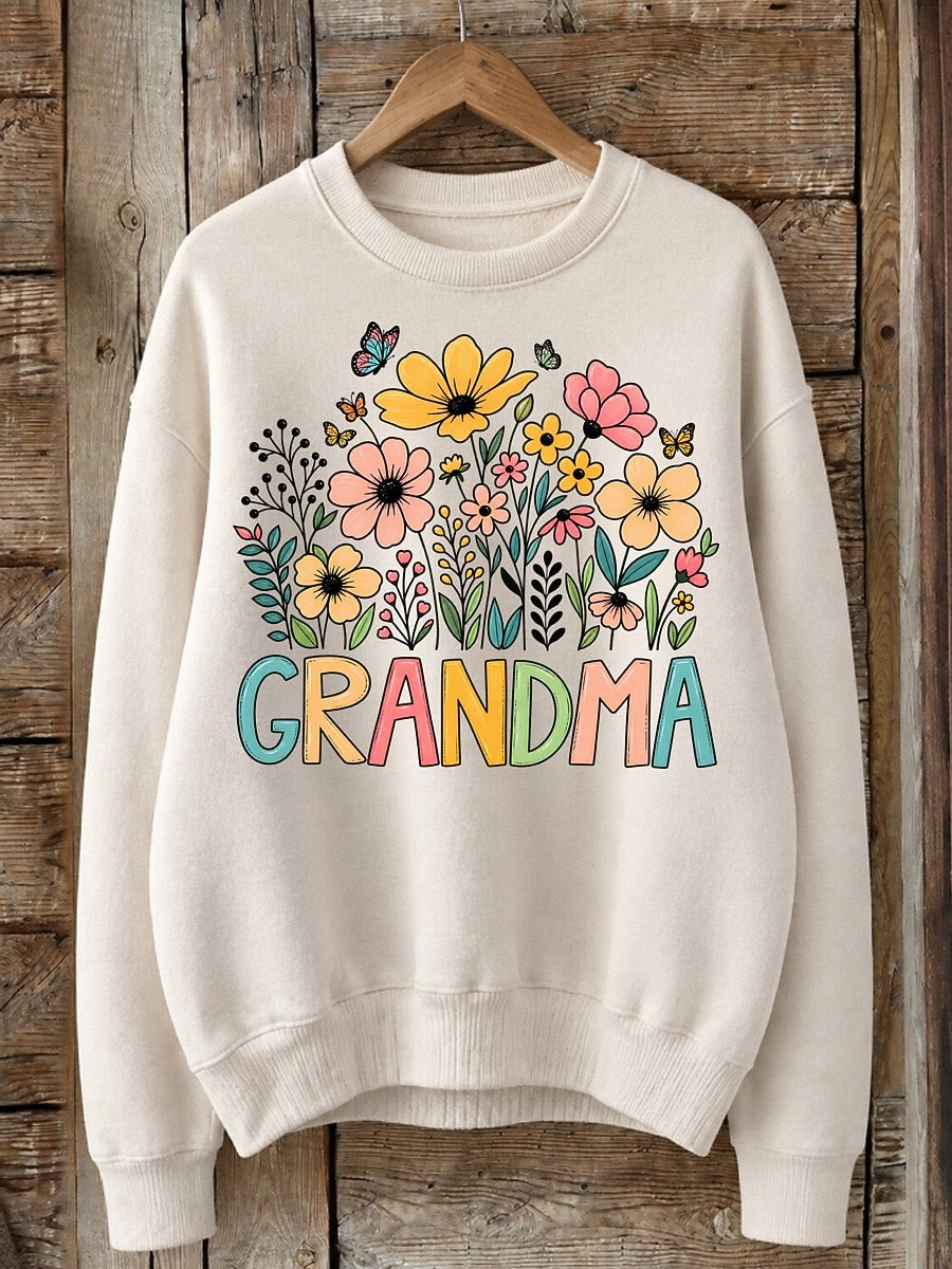 Grandma With Wildflowers - Life Stories Cotton Blend Sweatshirt