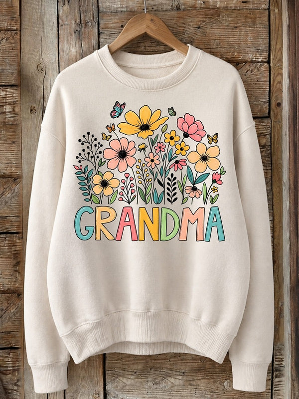 Grandma With Wildflowers - Life Stories Cotton Blend Sweatshirt