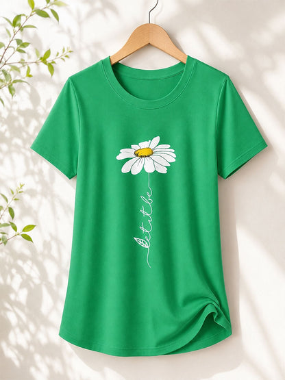 Rose Basic Summer Tee in Green with beige