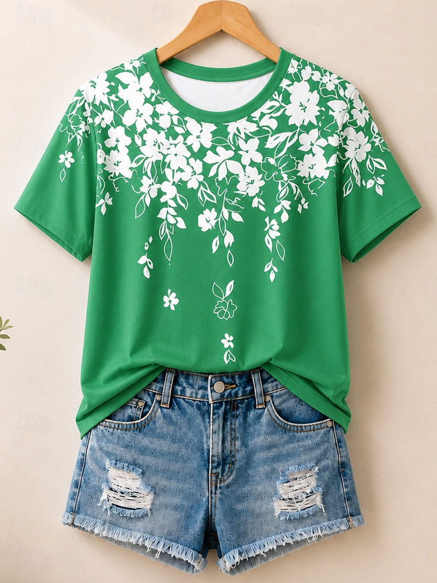 Daisy Branch Pattern - Flora Cotton Tee