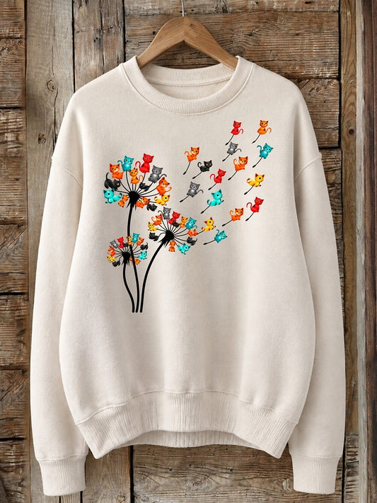 Cats Wishes In The Wind - Nature Story Cotton Blend Sweatshirt