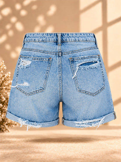 Distressed High Waist Casual Shorts women's shorts - product image 2