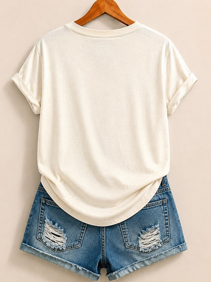 Thanksgiving Reindeer Cotton Tee in Beige