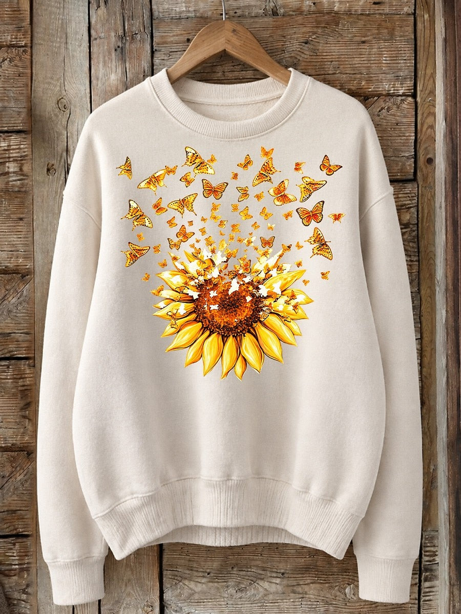 Sunflower And Butterflies - Life Stories Cotton Blend Sweatshirt