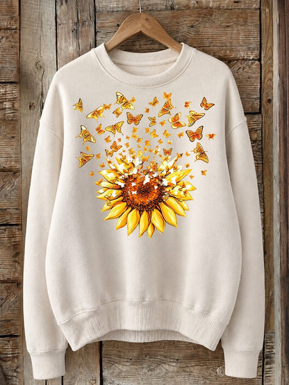 Sunflower And Butterflies - Life Stories Cotton Blend Sweatshirt