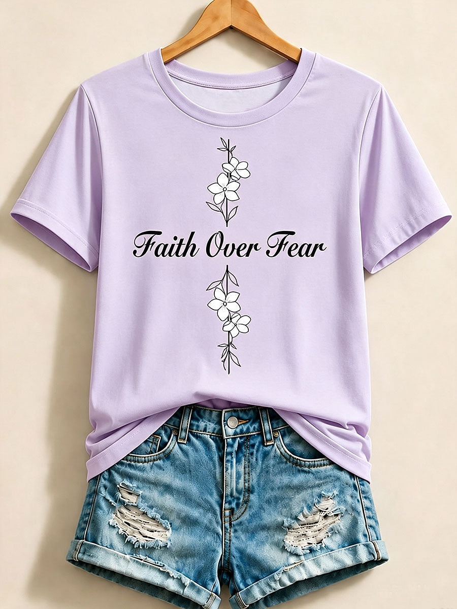 Purple Floral Graphic Tee in Blue