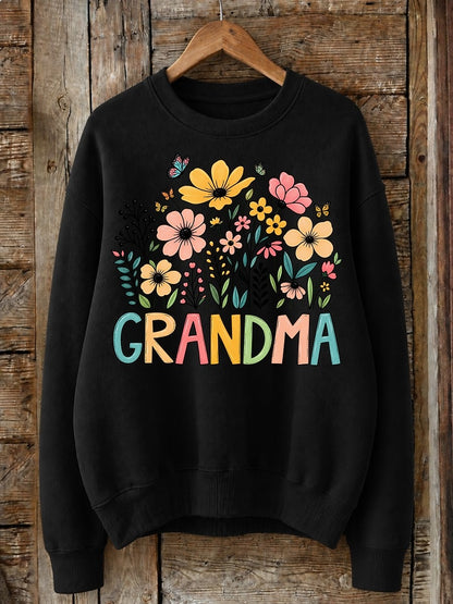 Grandma With Wildflowers - Life Stories Cotton Blend Sweatshirt