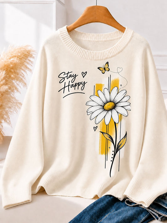Stay Happy With Daisy And Butterfly women's sweatshirts - product image 1