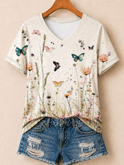 Wildflower Meadow With Butterflies - Life Stories Cotton Tee