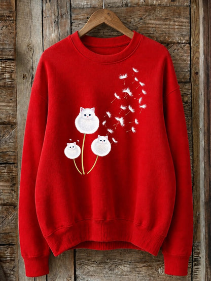 Cats As Dandelion Wishes - Nature Story Cotton Blend Sweatshirt