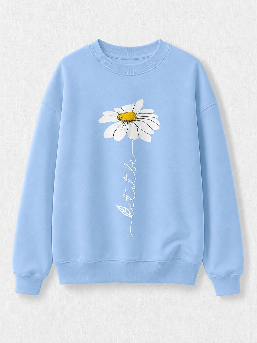 Yellow Pink Floral Sweatshirt in Blue