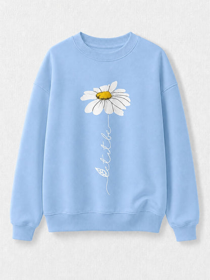 Yellow Pink Floral Sweatshirt in Blue