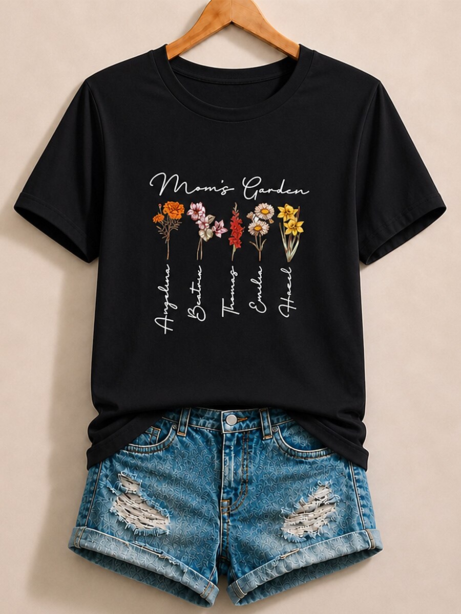 Mom's Garden Birth Flowers - Life Stories Cotton Tee