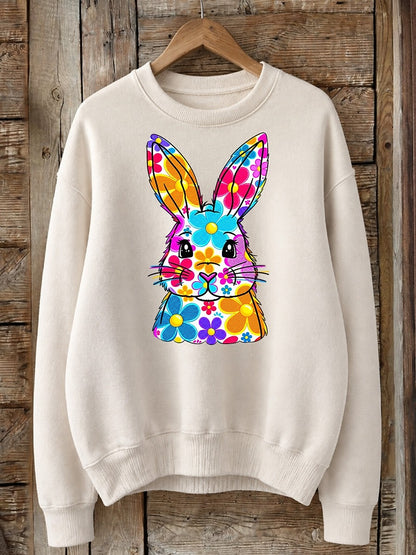 Floral Patchwork Rabbit - Nature Story Cotton Blend Sweatshirt