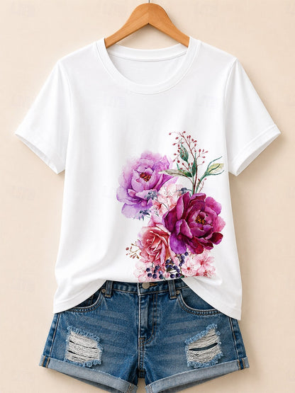 Lavendel-Friedensgarten - Geblümtes Baumwoll-T-Shirt