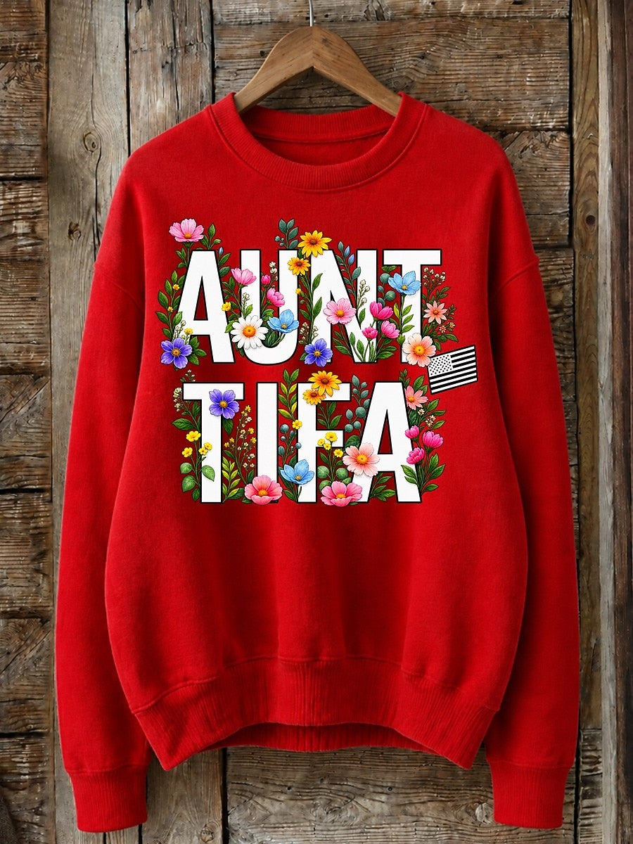 Auntie With Wildflowers - Life Stories Cotton Blend Sweatshirt