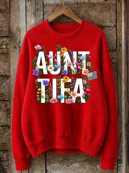 Auntie With Wildflowers - Life Stories Cotton Blend Sweatshirt