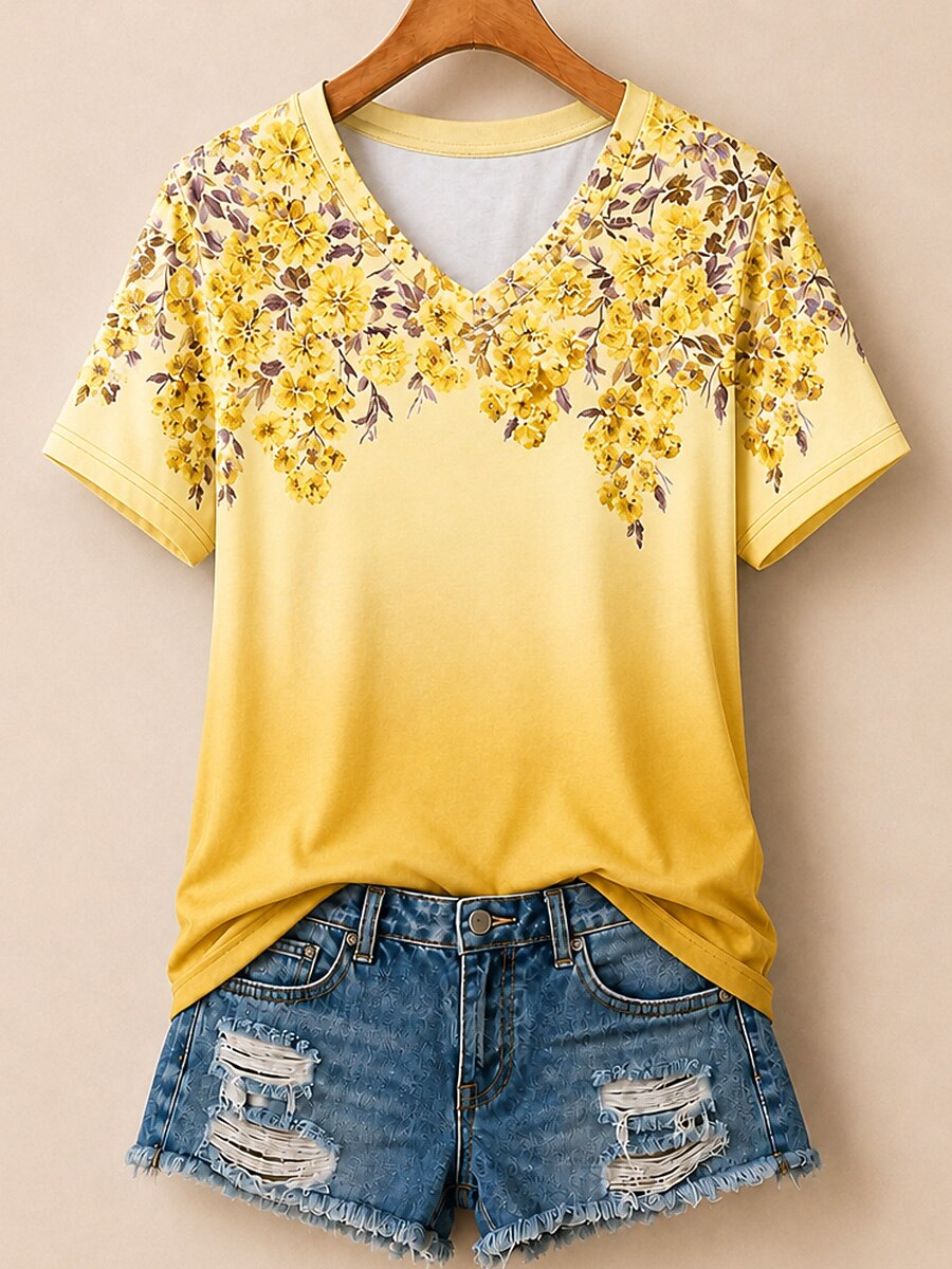 Hydrangea Shoulder Garden - Flora Cotton Tee