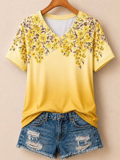 Hydrangea Shoulder Garden - Flora Cotton Tee