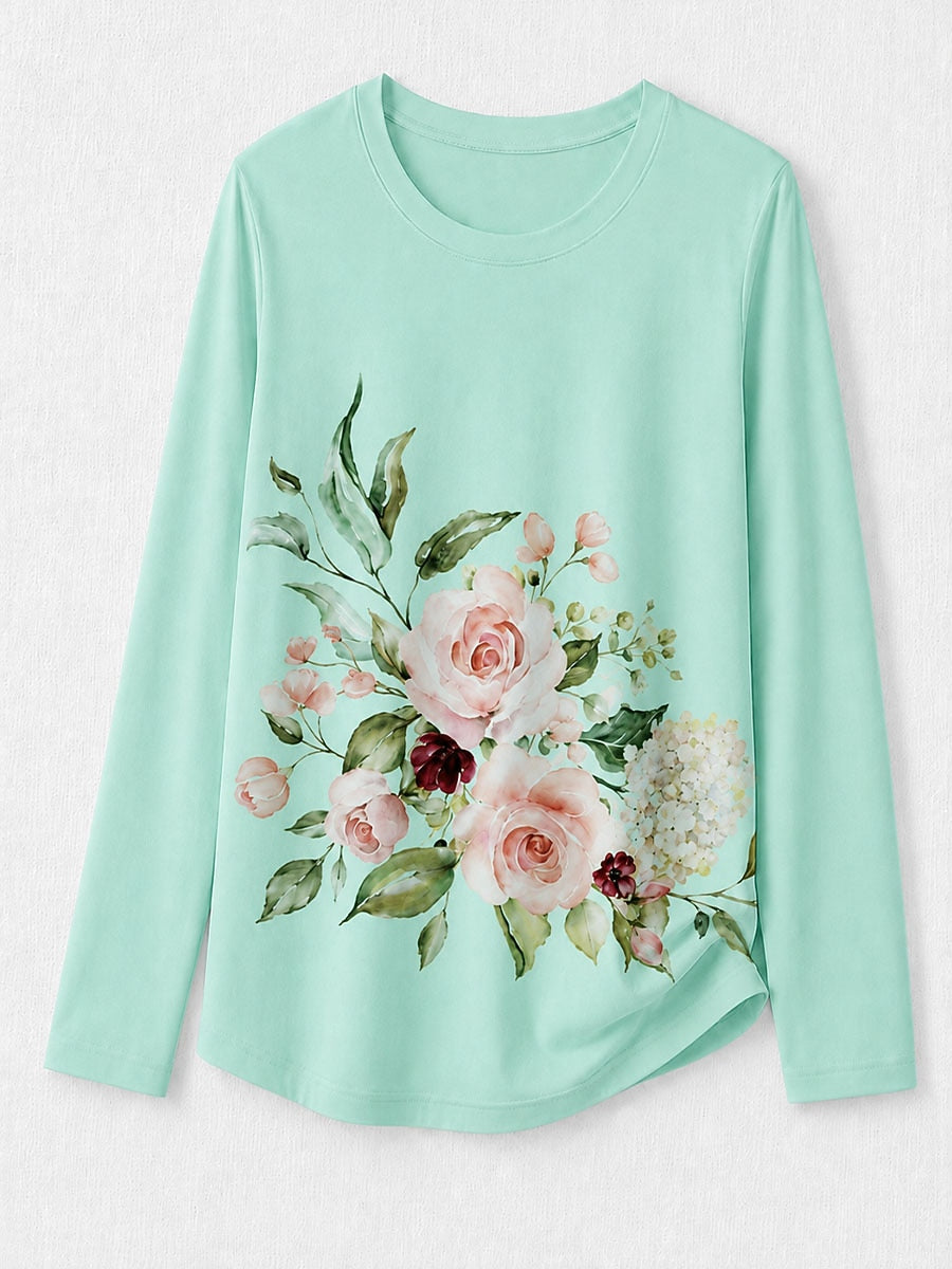 Floral Cotton Tee in White