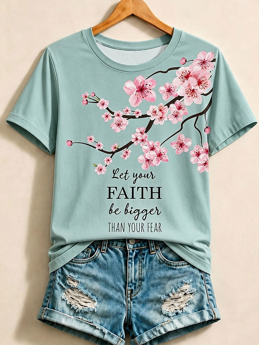 White Floral Letter Tee in Blue