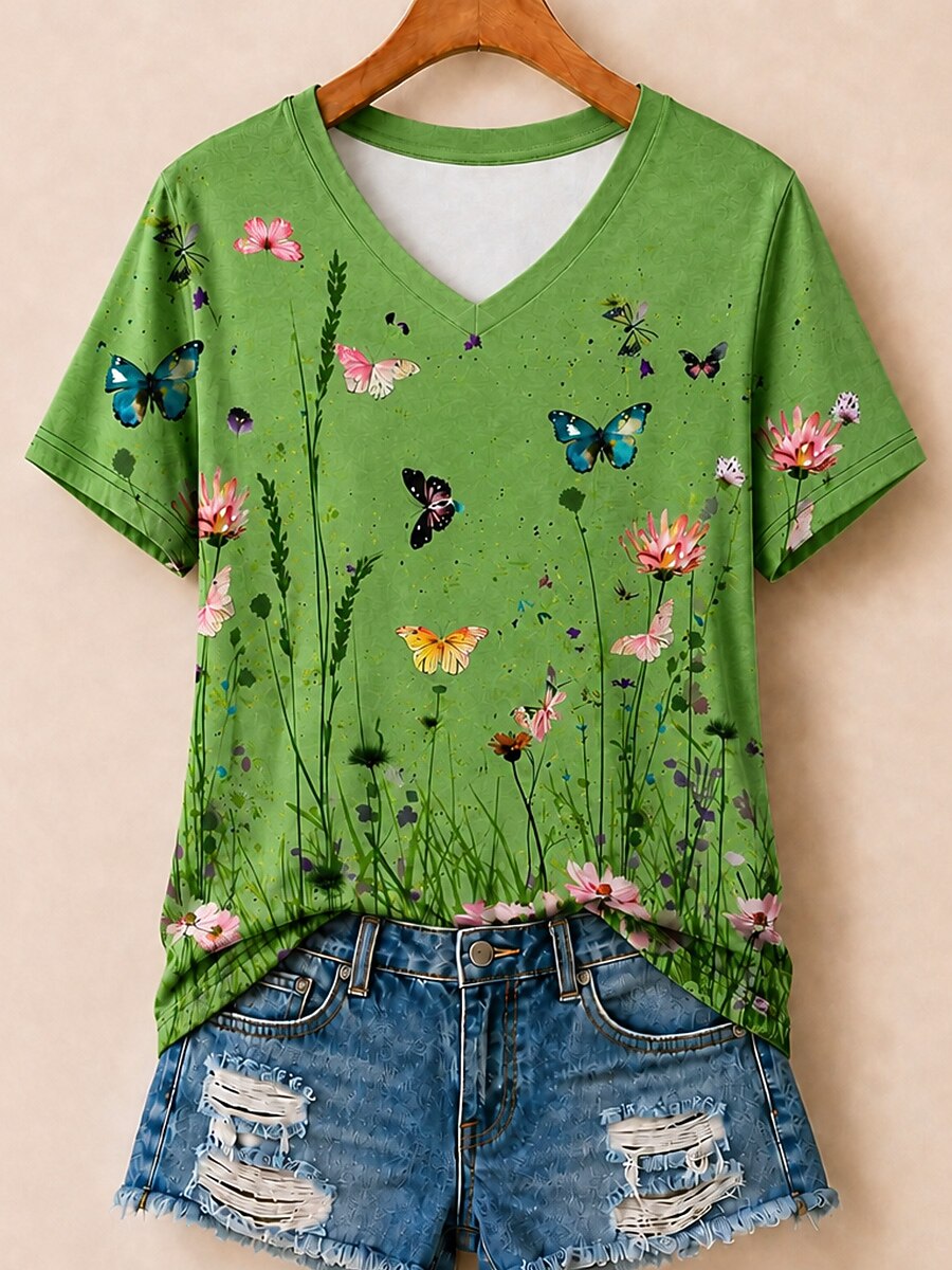 Wildflower Meadow With Butterflies - Life Stories Cotton Tee