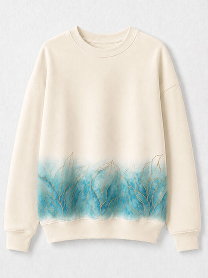 Blue Pink Floral Sweatshirt in Blue