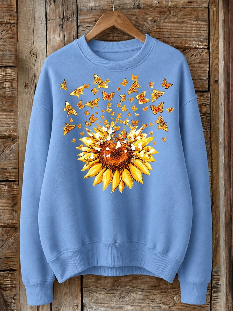 Sunflower And Butterflies - Life Stories Cotton Blend Sweatshirt