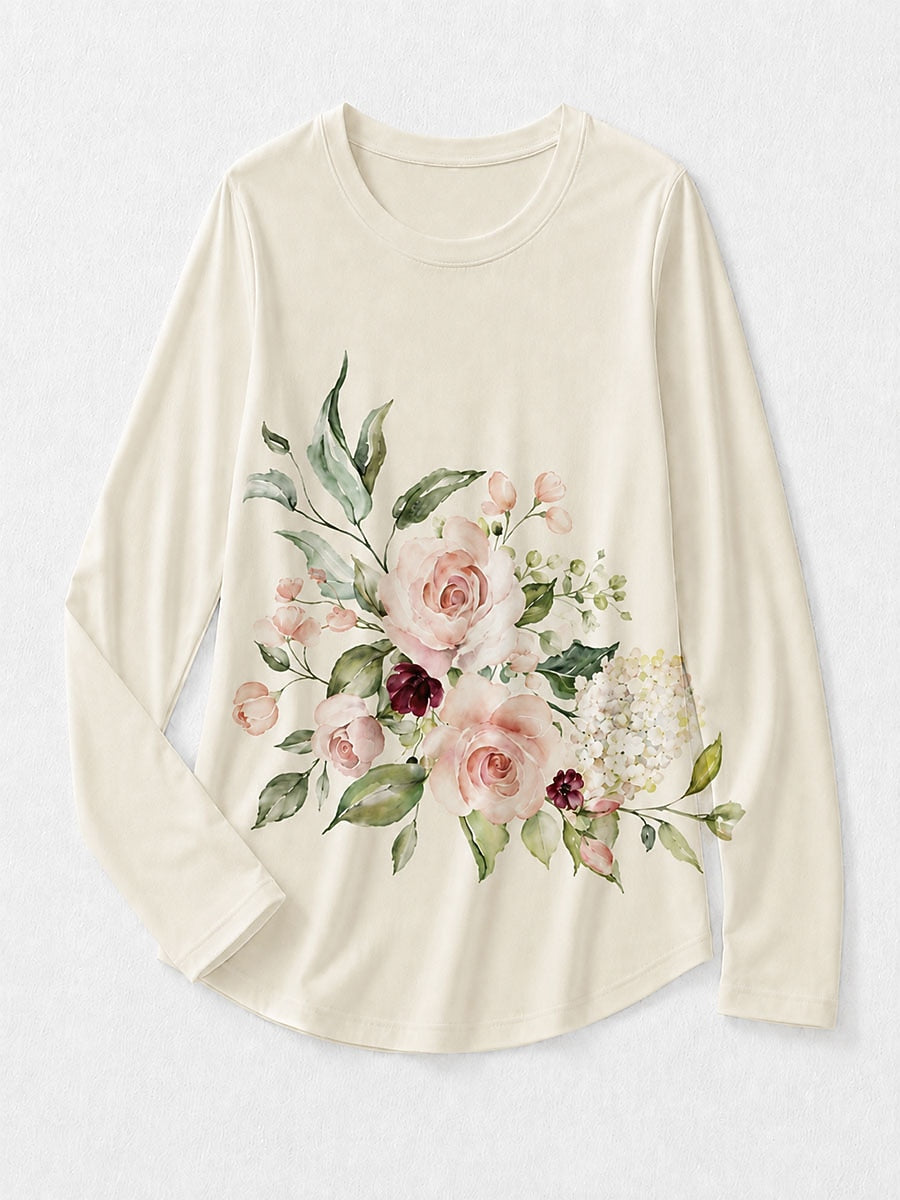 Floral Cotton Tee in White