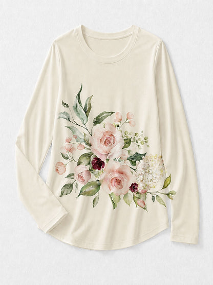 Floral Cotton Tee in White