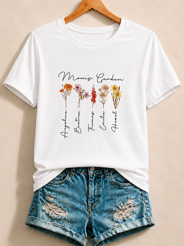 Mom's Garden Birth Flowers - Life Stories Cotton Tee
