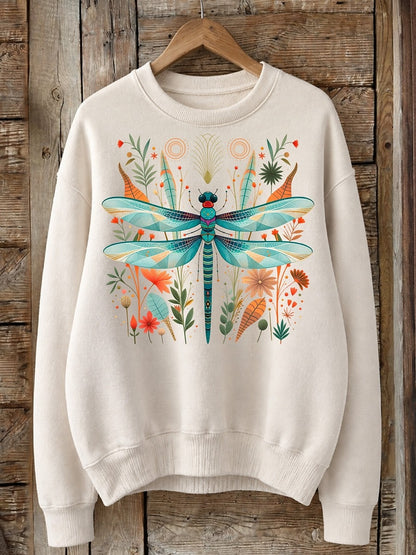 Dragonfly Among Wildflowers - Life Stories Cotton Blend Sweatshirt