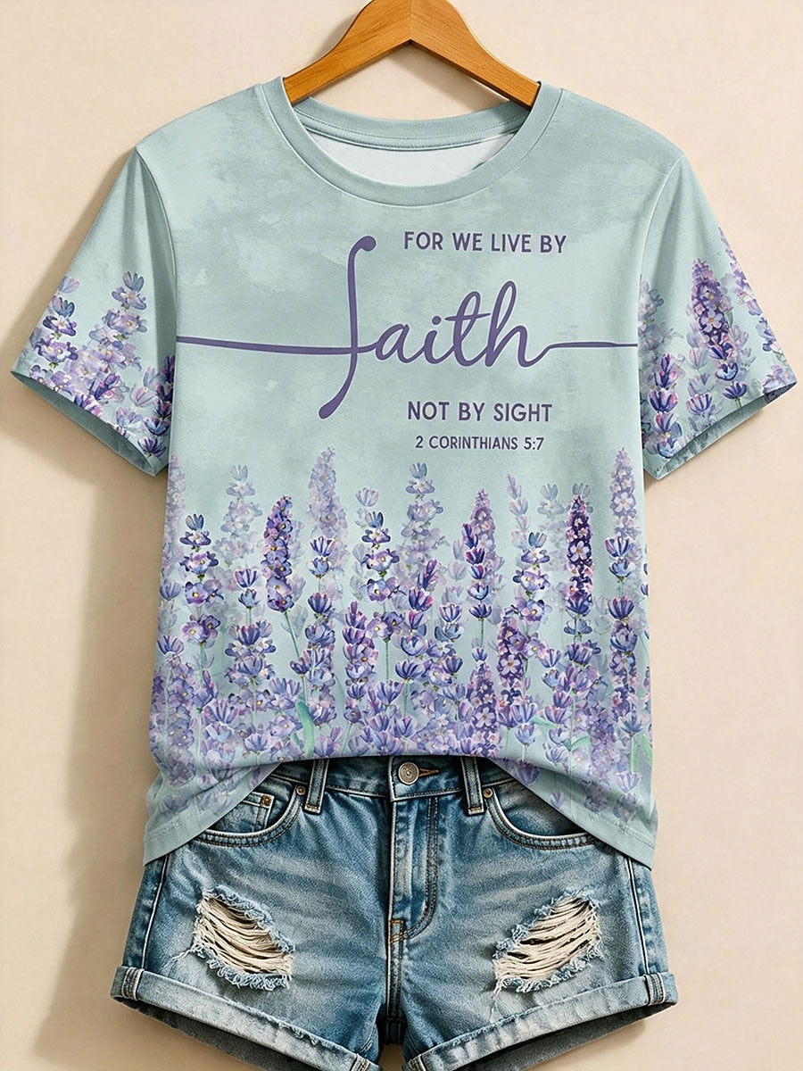 Purple Letter Cotton Tee in Purple