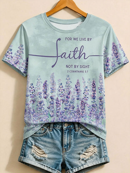 Purple Letter Cotton Tee in Purple