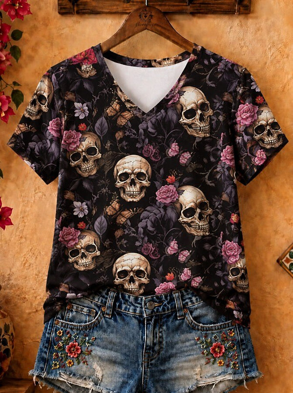 Skulls Among Roses - Life Stories Cotton Tee