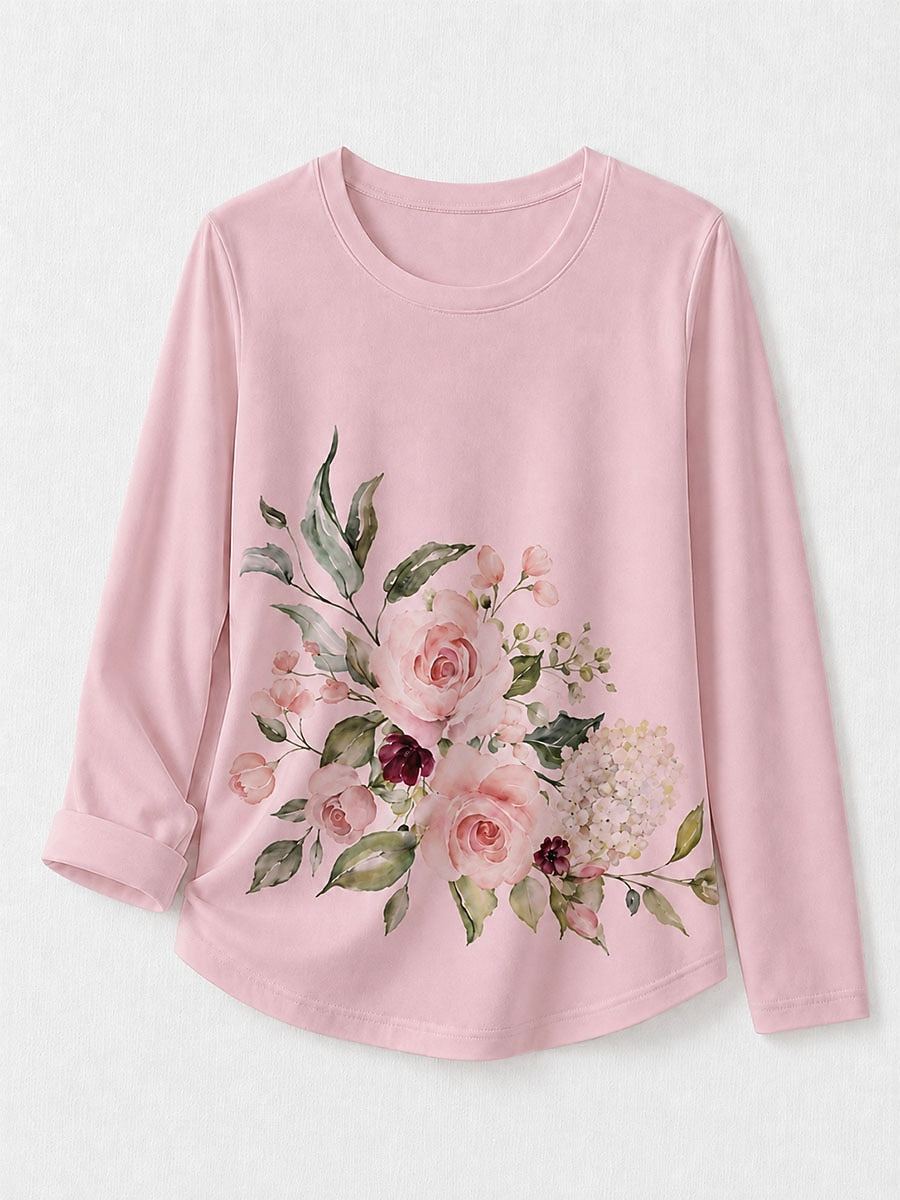 Floral Cotton Tee in White