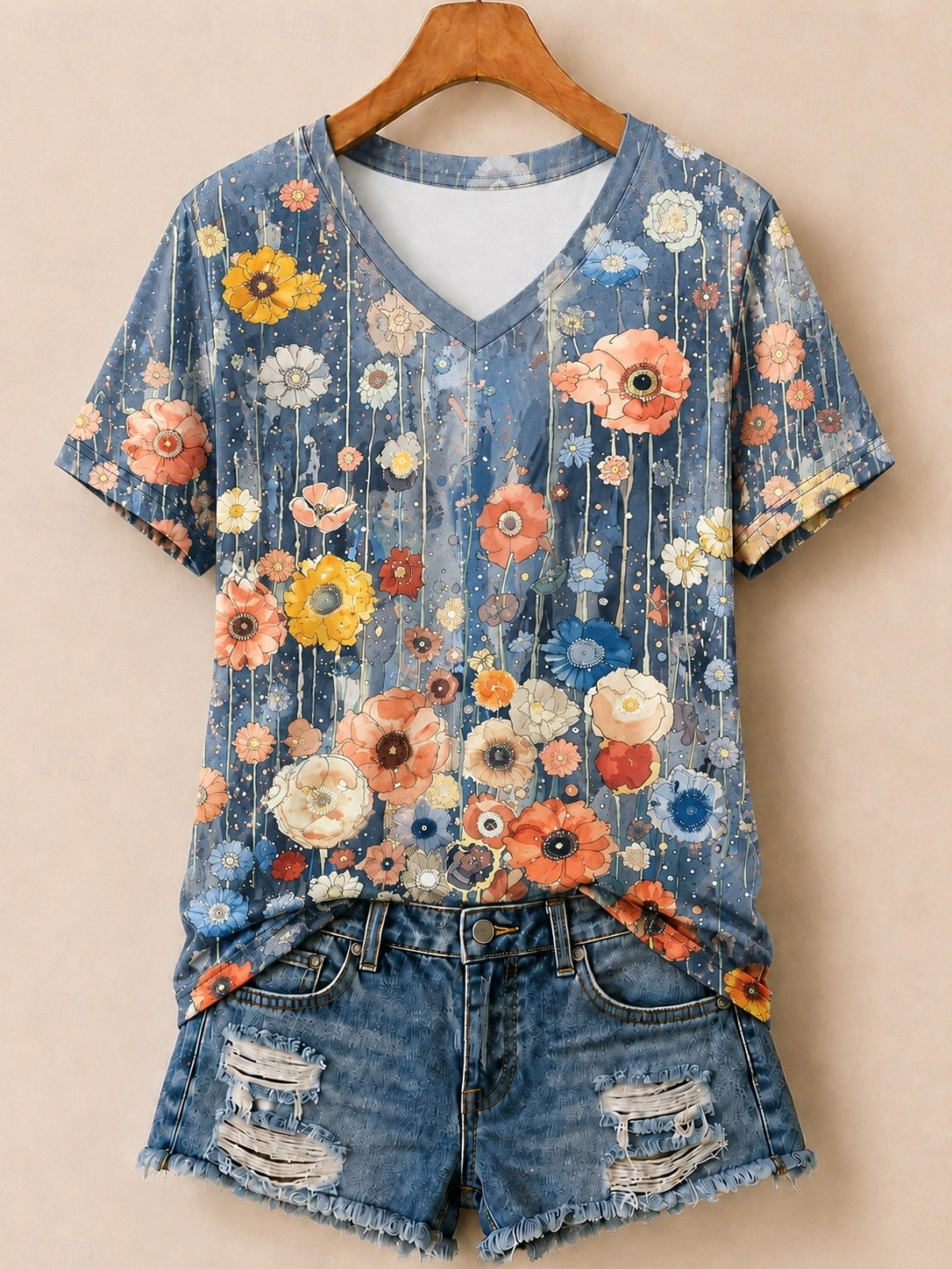 Wildflower Garden With Zinnias Poppies And Daisies - Life Stories Cotton Tee