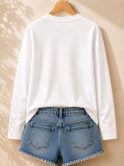 Blumenwiese Blau - Langarmshirt mit Pflanzenmotiv