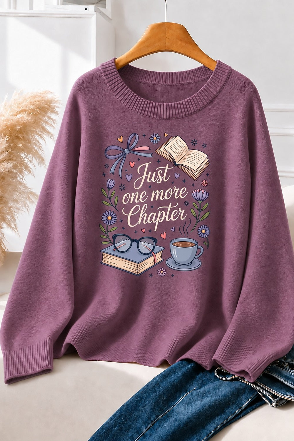 Just One More Chapter With Books And Flowers women's sweatshirts - product image 3