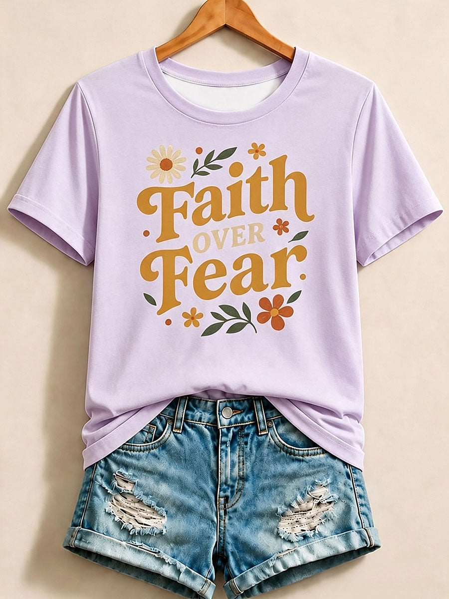 Purple Floral Letter Tee in White