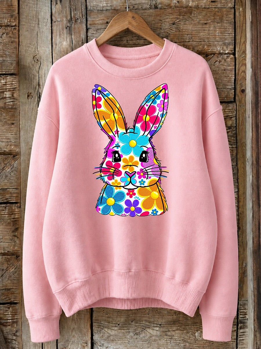 Floral Patchwork Rabbit - Nature Story Cotton Blend Sweatshirt
