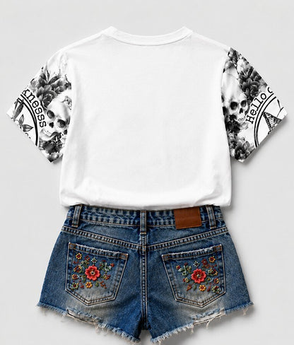 Vintage Floral Skull - Flora Cotton Tee