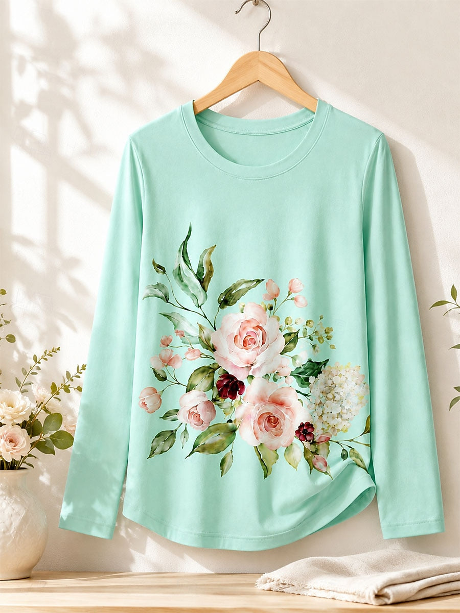 Floral Cotton Tee in White