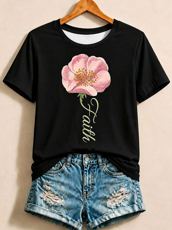 Rose Faith Blessing - Christian Inspirational Cotton Tee