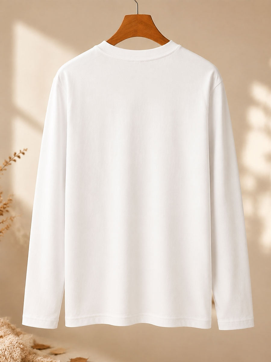 Curious Cat Beneath Daisies - Nature Story Cotton Long Sleeve Tee