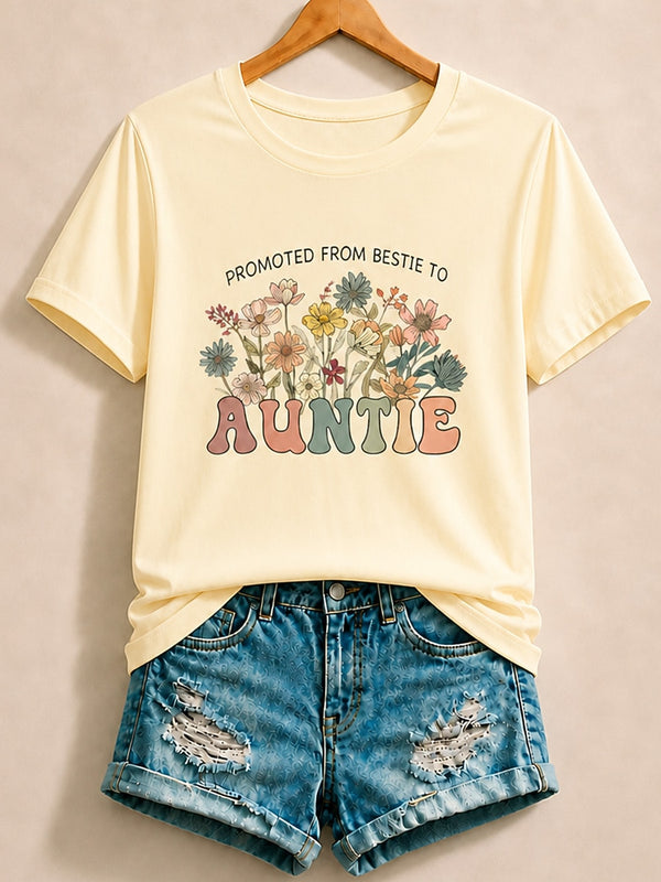 Promoted From Bestie To Auntie With Wildflowers - Life Stories Cotton Tee