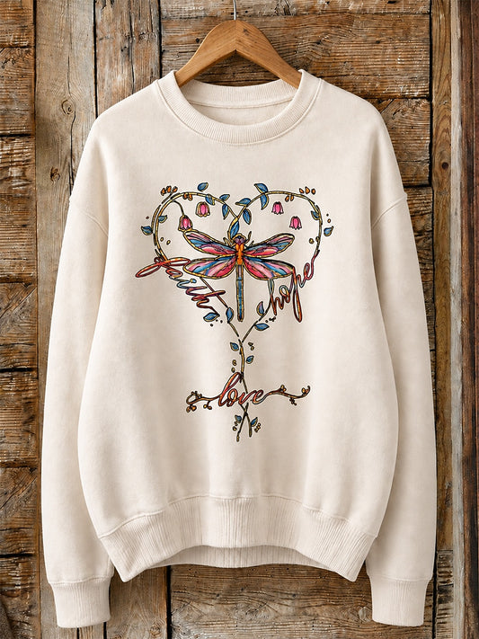 Dragonfly Love Heart - Life Stories Cotton Blend Sweatshirt